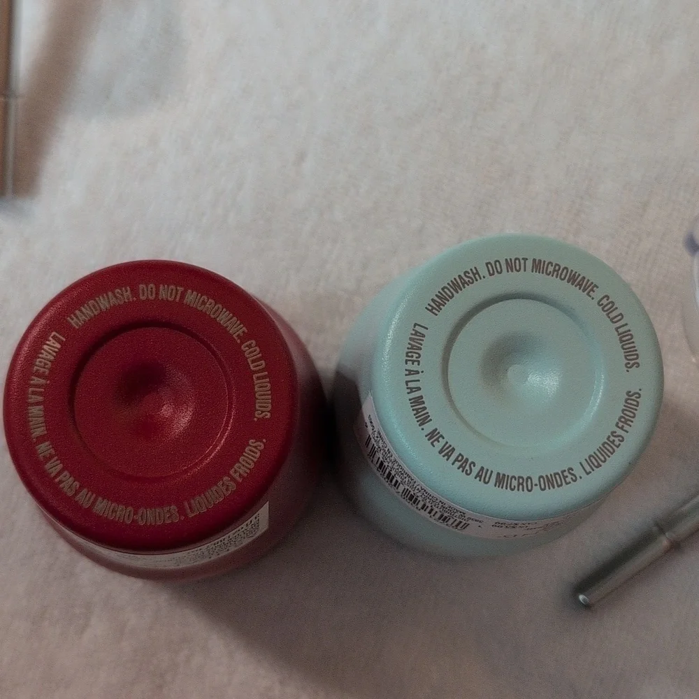 Red and Ice Blue Mini Insulated Tumblers with Straws NWT.